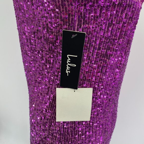 Lulu's Superstar Sequin sexy cocktail party dress size Medium NEW magenta - Picture 9 of 11
